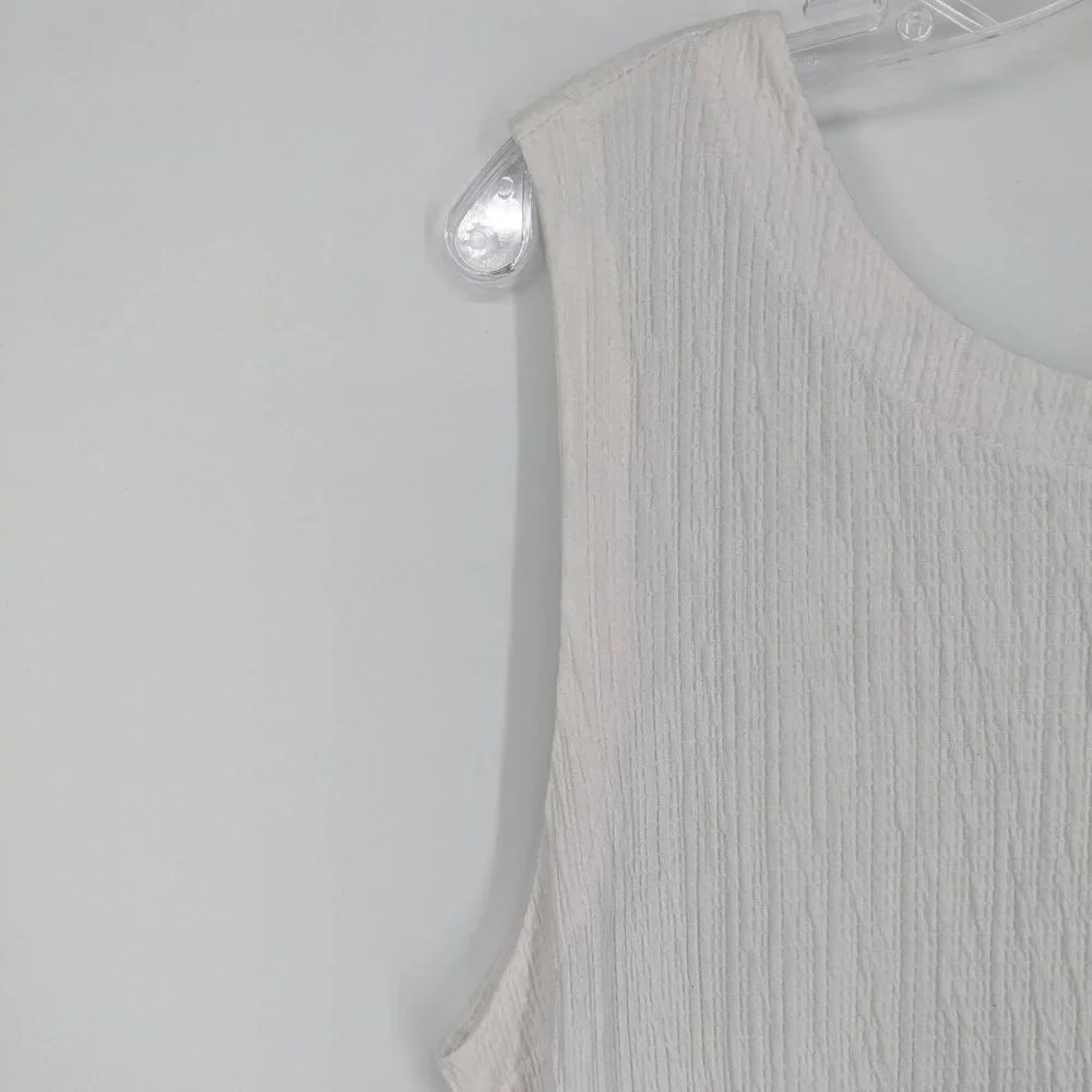 Anthropologie Cream Crepe Wrinkle Knit Button Back Viscose Montauk Tank Top XL - Picture 3 of 13